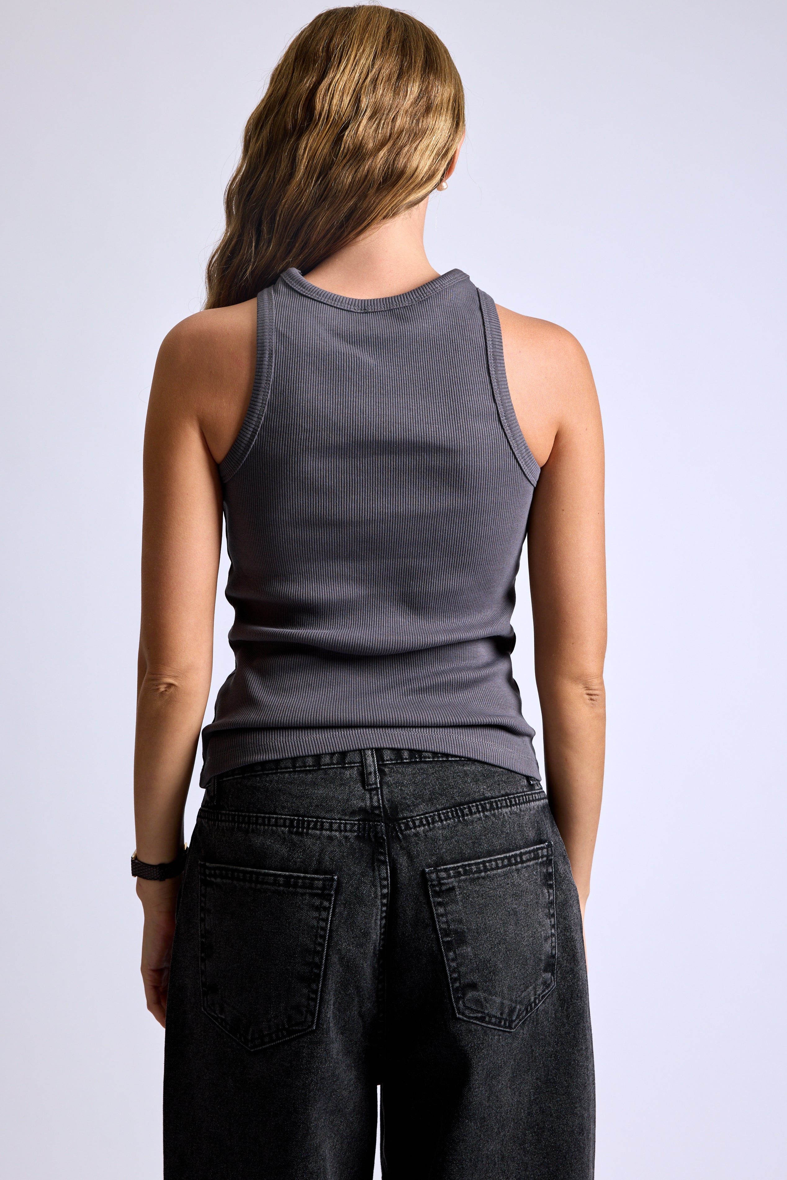 HALTER YAKA CROP TOP GREY