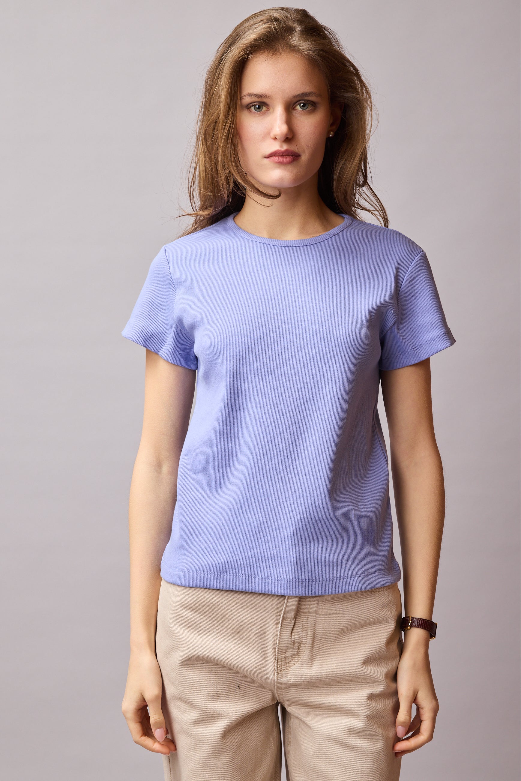 FİTİLLİ KISA KOLLU PAMUK T-SHIRT MULBERRY