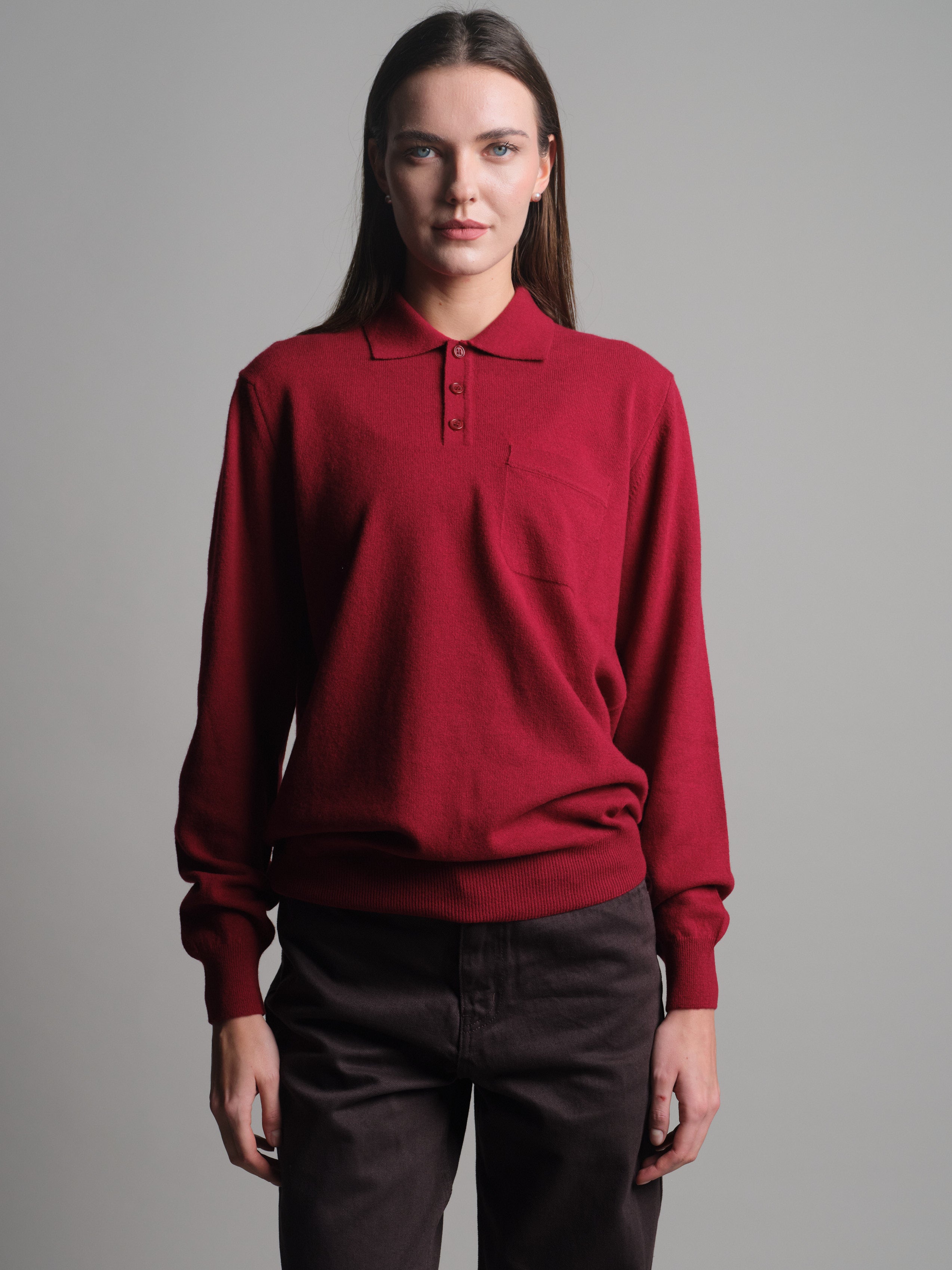 YÜN POLO YAKA UNISEX KAZAK CLARET RED