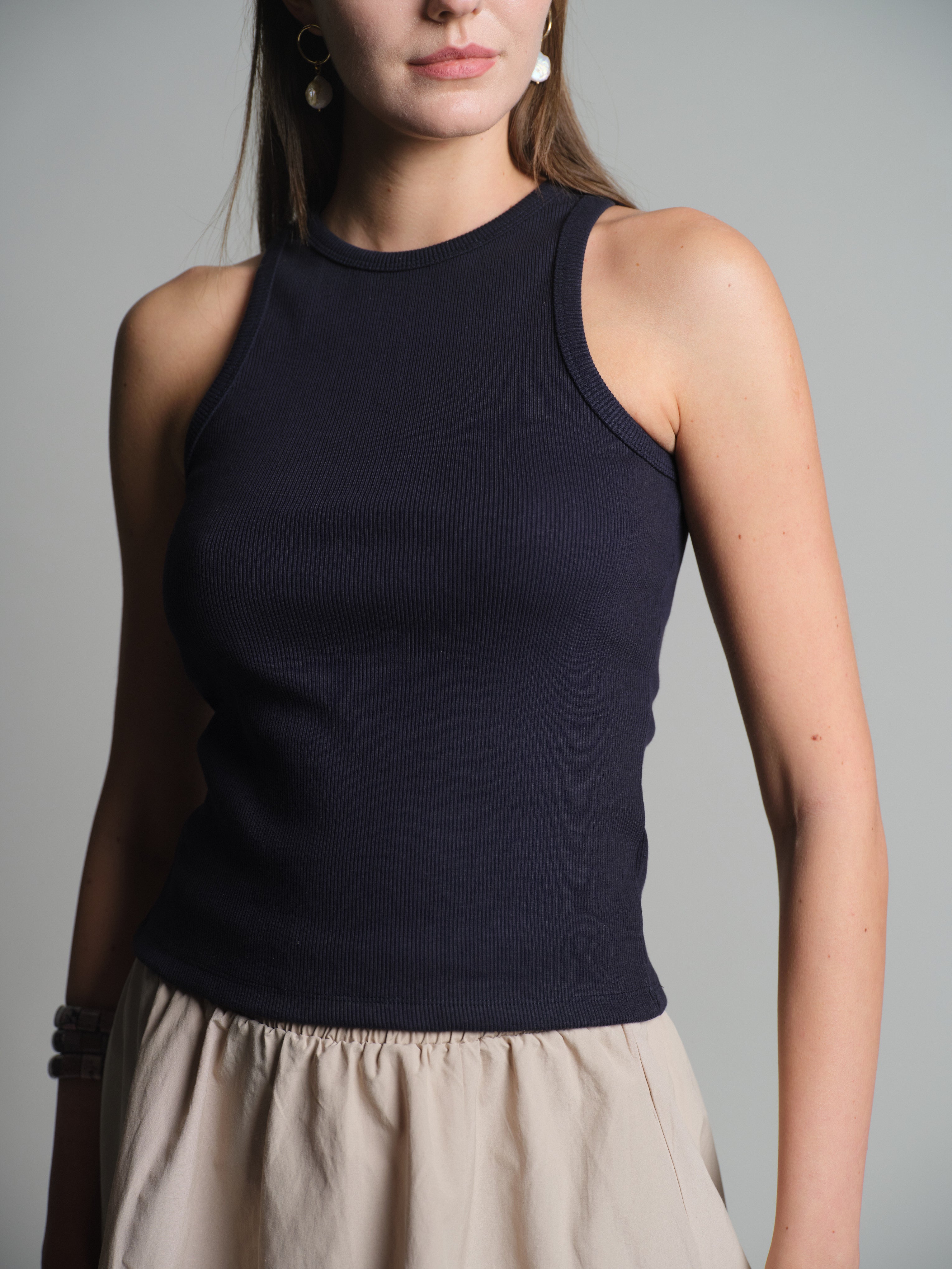 HALTER YAKA CROP TOP LACİVERT