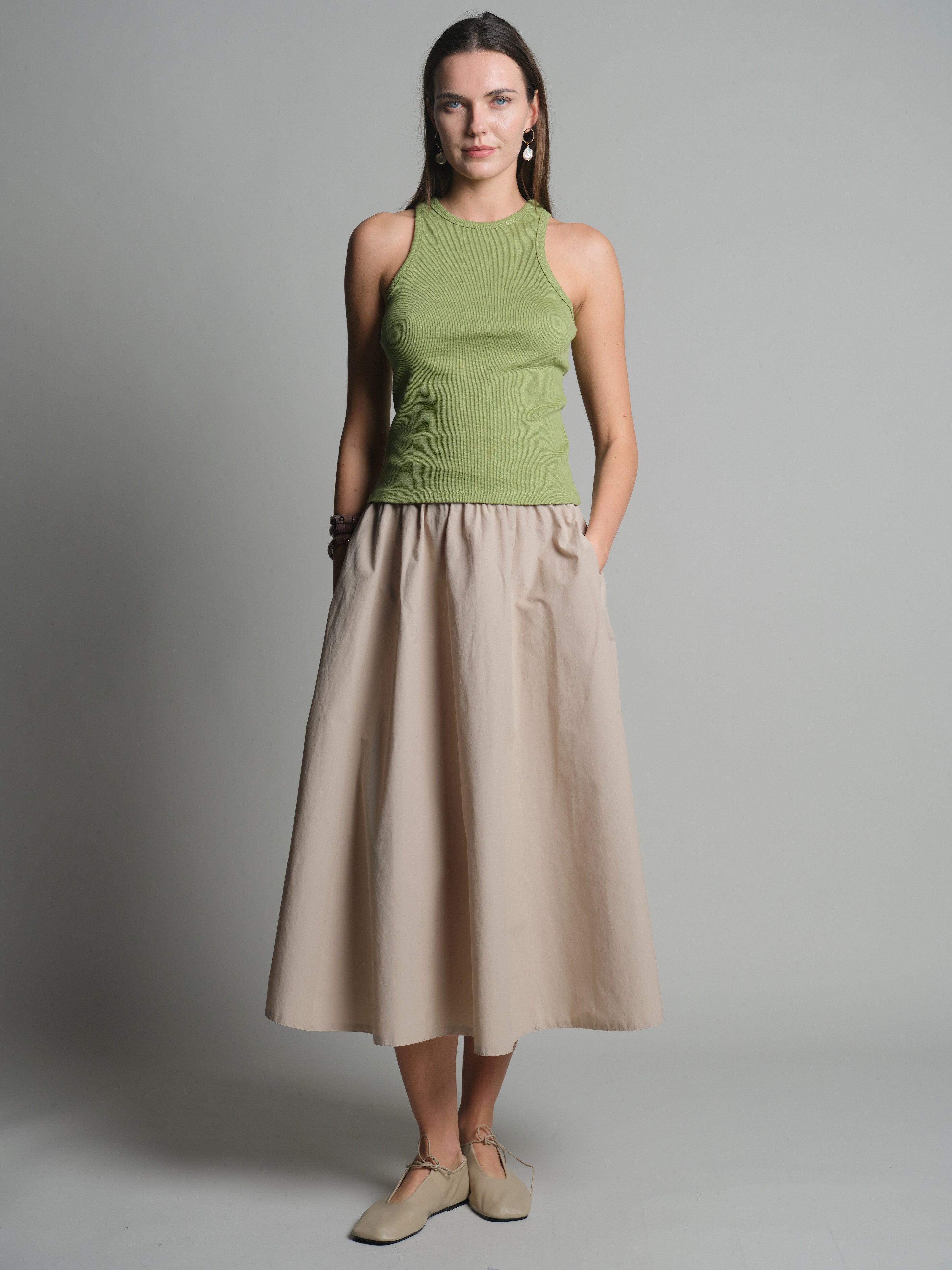 HALTER YAKA CROP TOP OLIVE