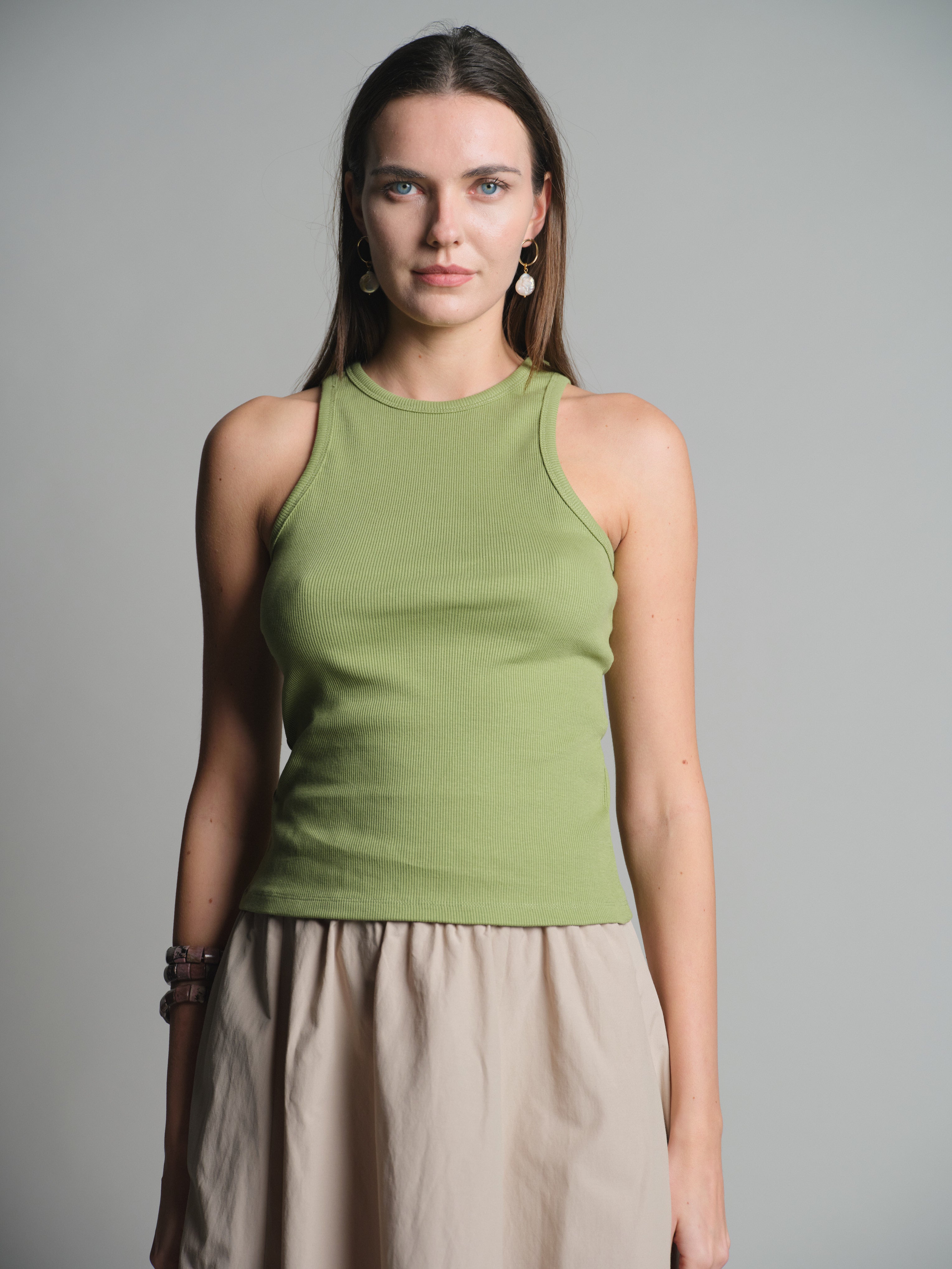 HALTER YAKA CROP TOP OLIVE