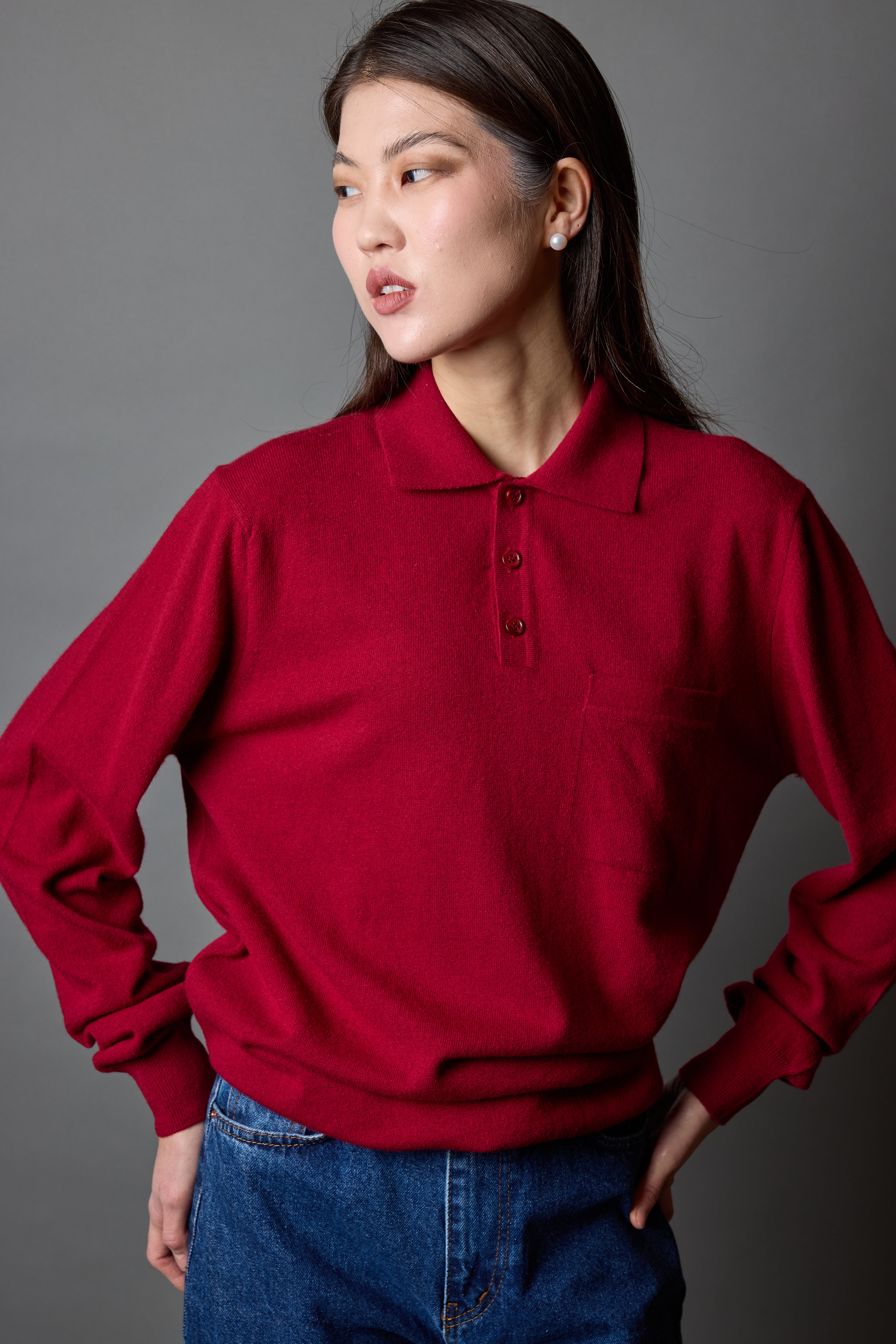 YÜN POLO YAKA UNISEX KAZAK CLARET RED