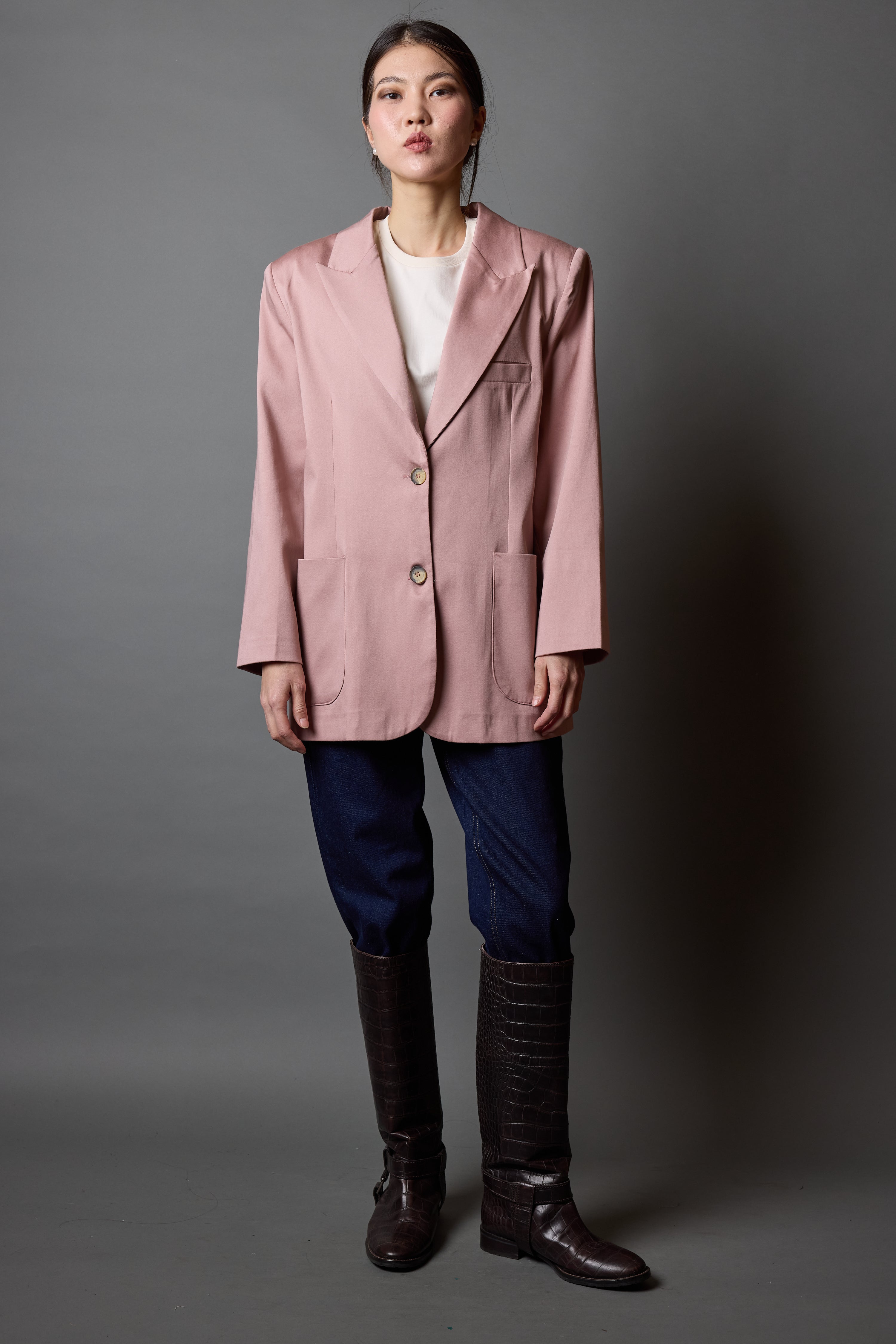 OVERSIZE REGULAR KESİM CEPLİ BLAZER ROSE