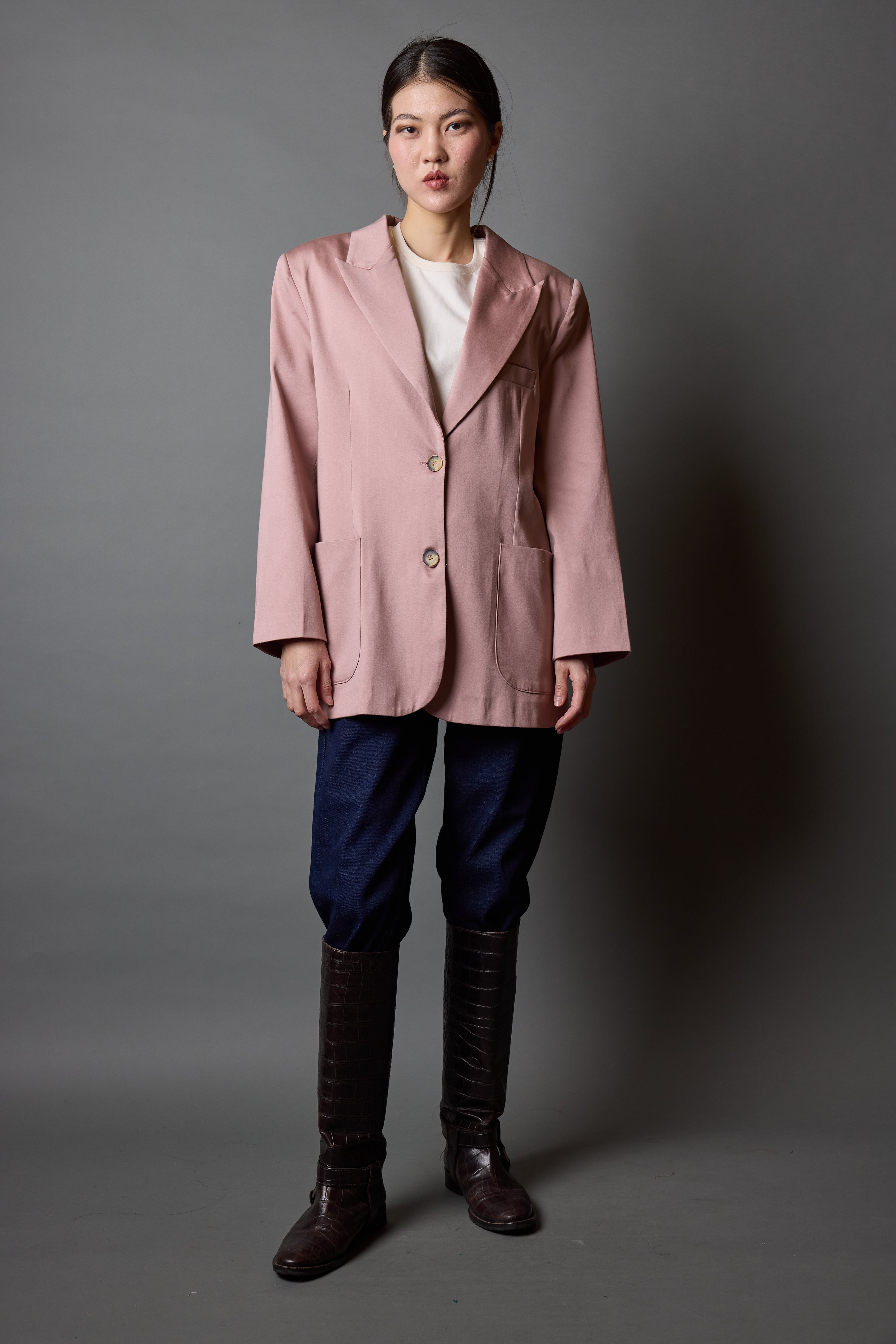 OVERSIZE REGULAR KESİM CEPLİ BLAZER ROSE