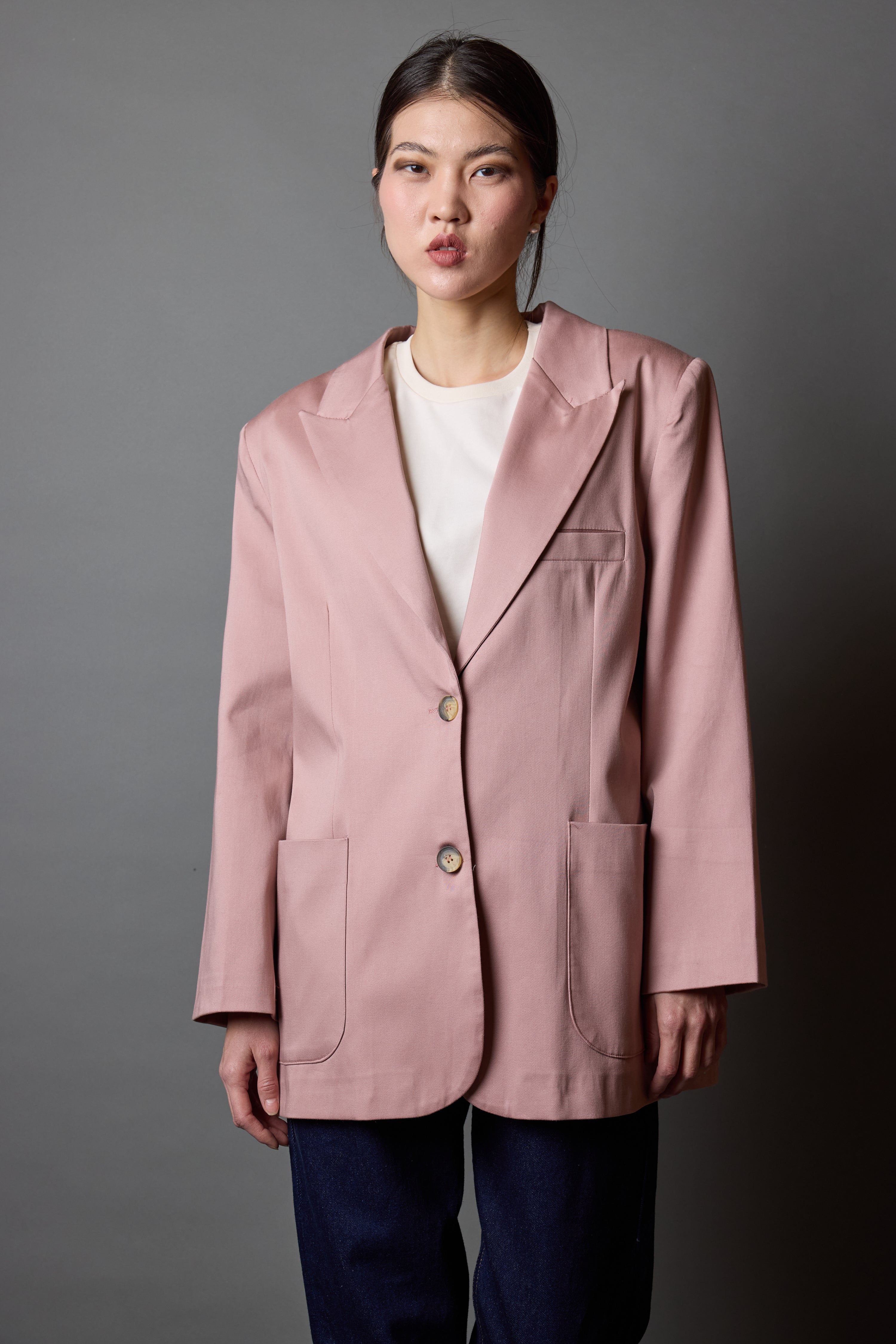 OVERSIZE REGULAR KESİM CEPLİ BLAZER ROSE