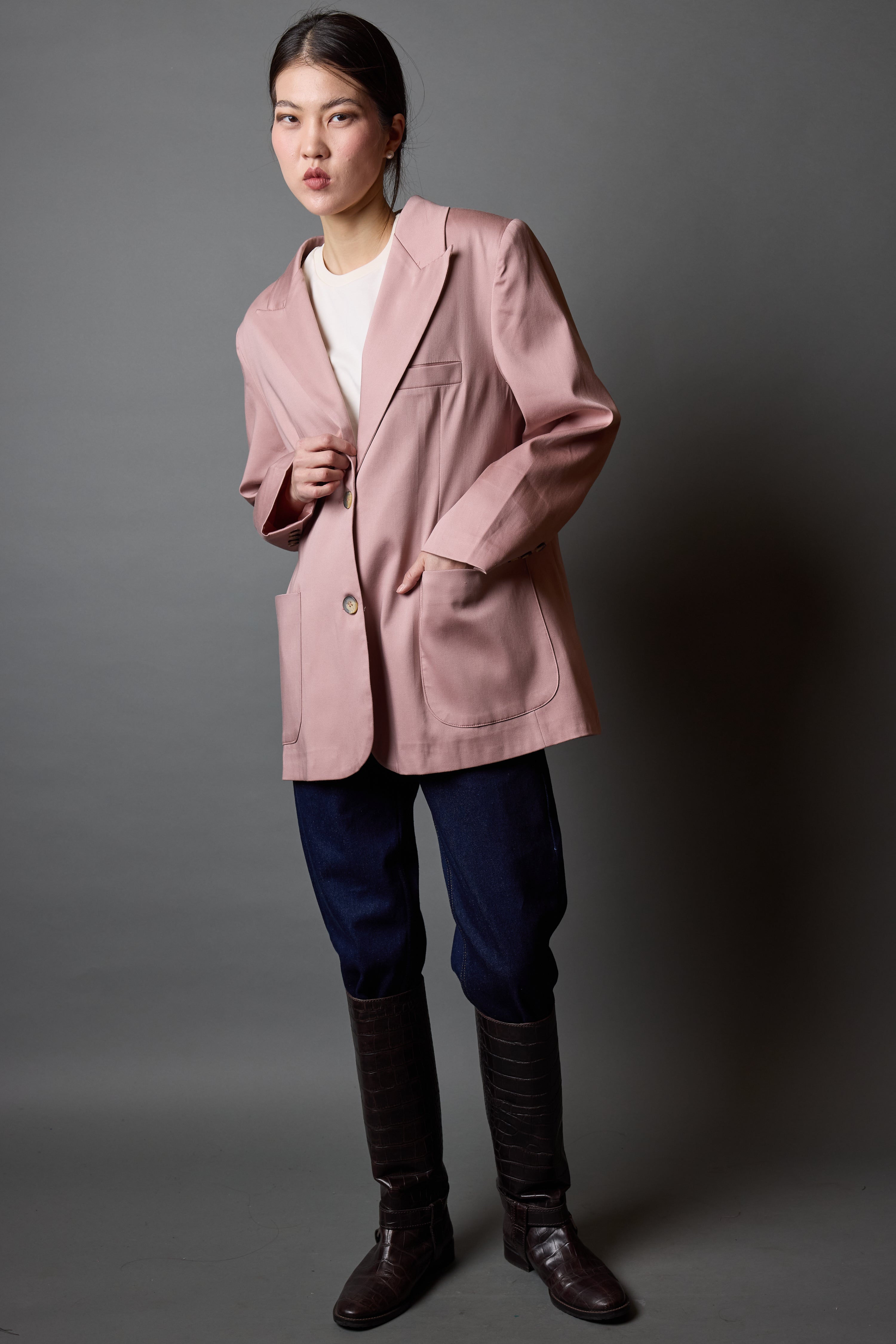 OVERSIZE REGULAR KESİM CEPLİ BLAZER ROSE