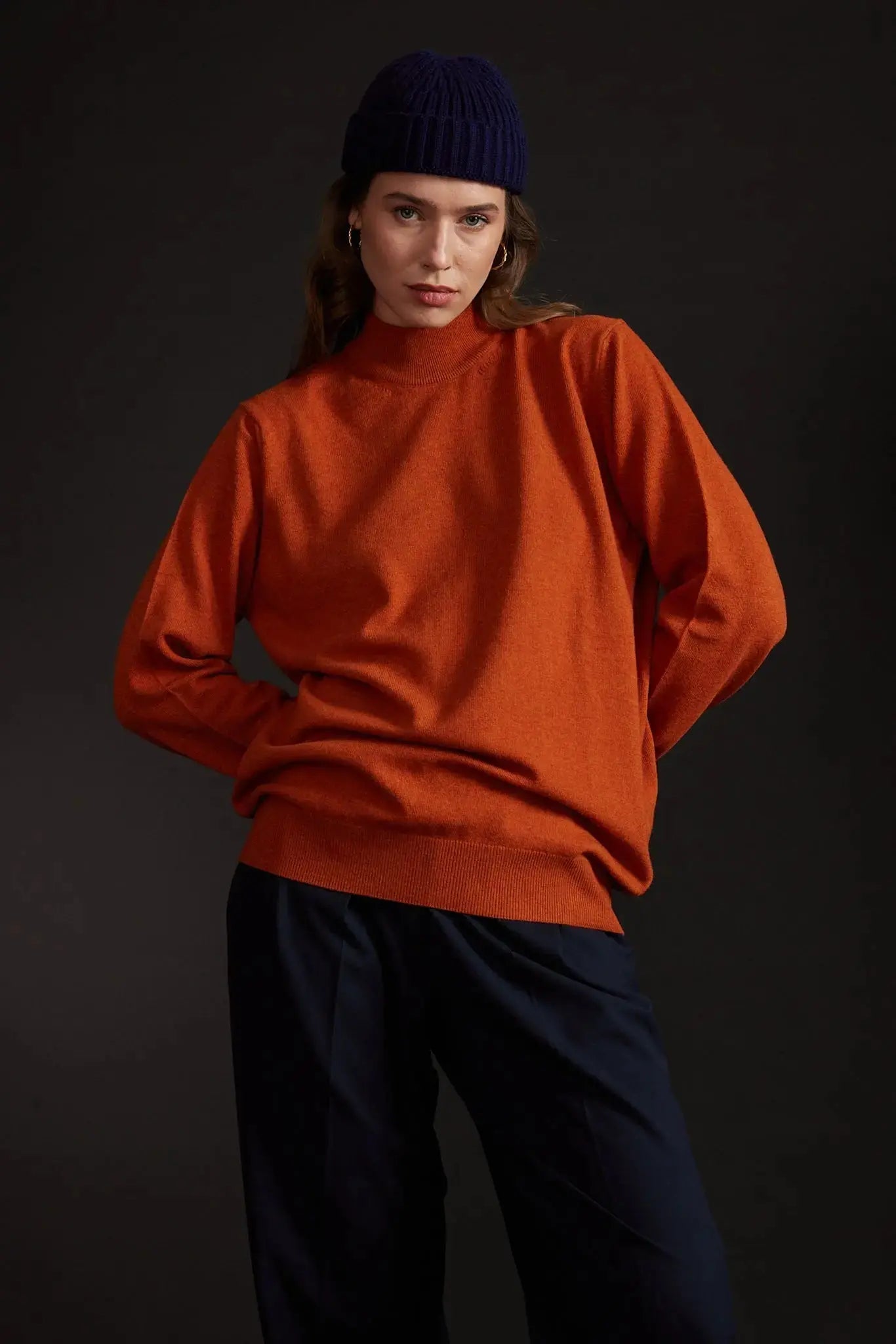 YÜN BALIKÇI YAKA UNISEX KAZAK ORANGE HARMONIOUS